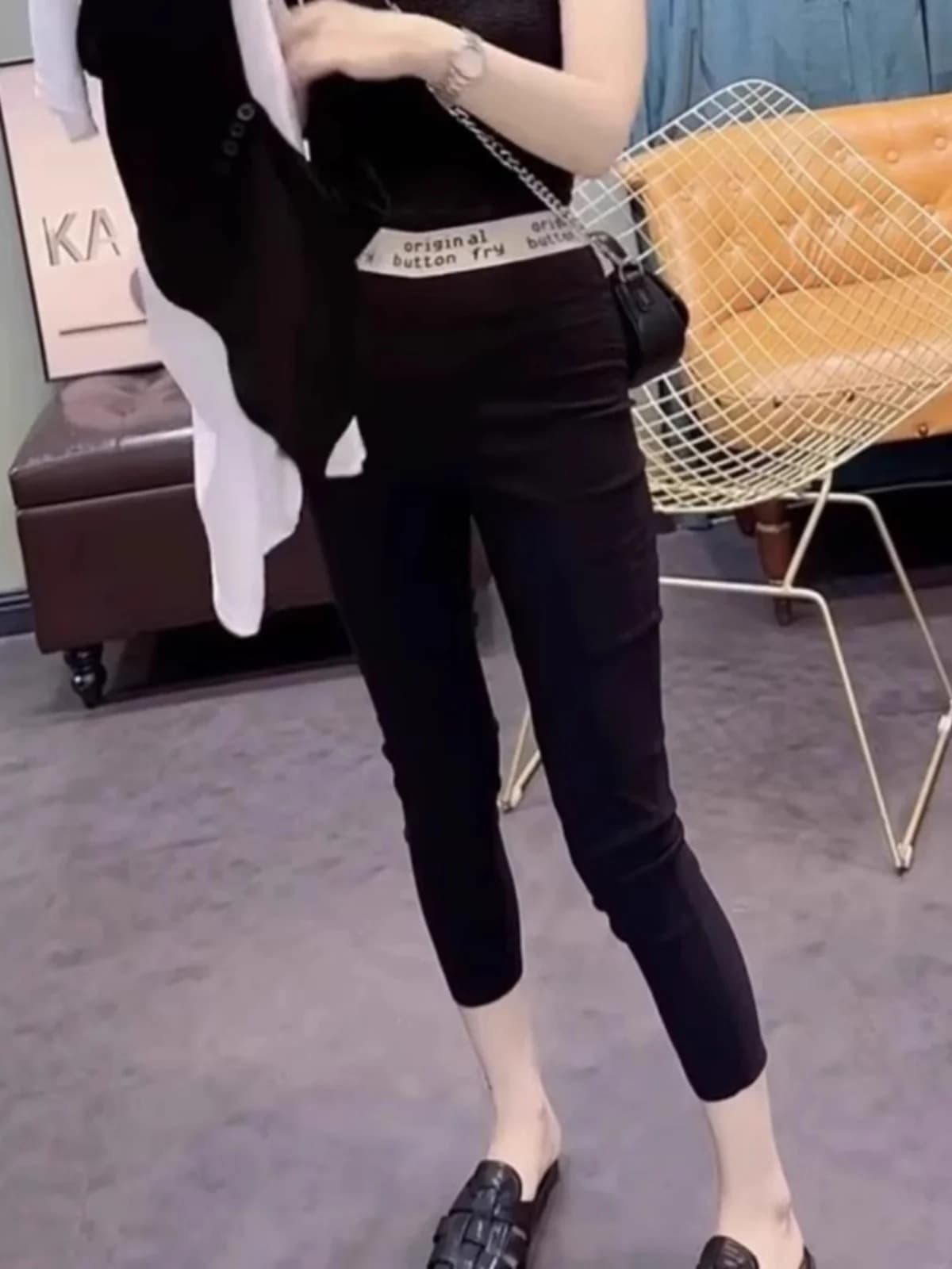 Pantaloni a tubino neri dimagranti da donna, estivi, a vita alta, casual, stile coreano, per il tempo libero e il commuting