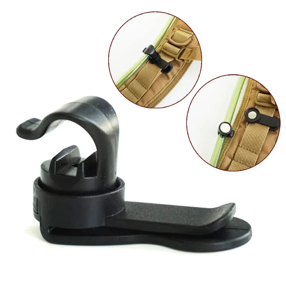 Confezione di idratazione Borsa per vescica d'acqua Clip per tubo per bevande Clip per vescica per acqua potabile in plastica nera per escursionismo, campeggio, alpinismo