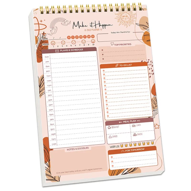 Nuove 52 fogli di agenda giornaliera Notebook con rilegatura a molla Agenda settimanale Formato A5 Accessori di cancelleria Organizzatore di pianificazione per studenti