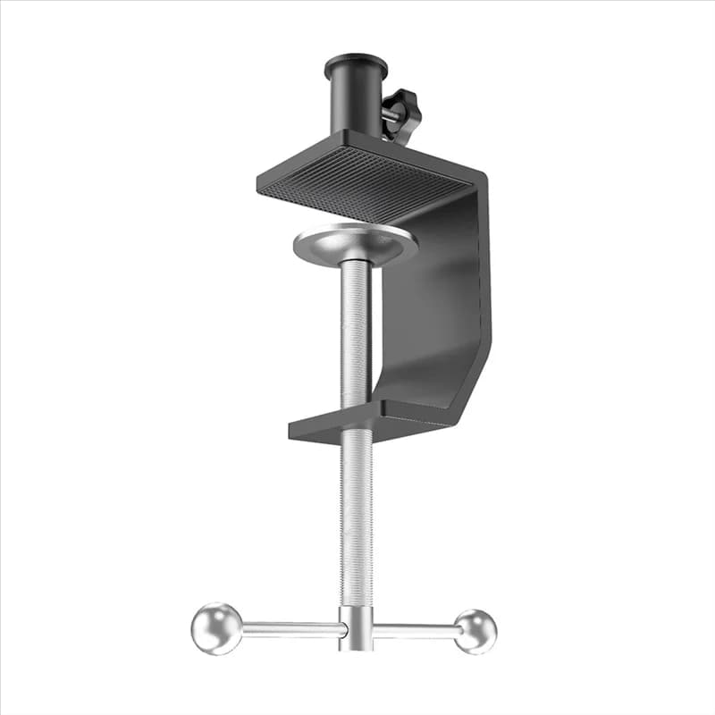 ABUO-Scissor Shaped Foldable Microphone Stand Featuring Cable Management Channel And Desktop Mounting Booms