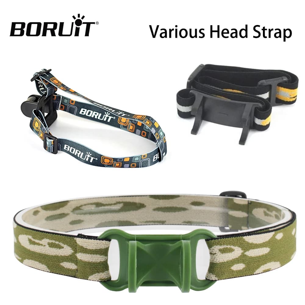 BORUiT band for mounting with adjustable head strap for portable helmet support for head cycling accessories for LED front light