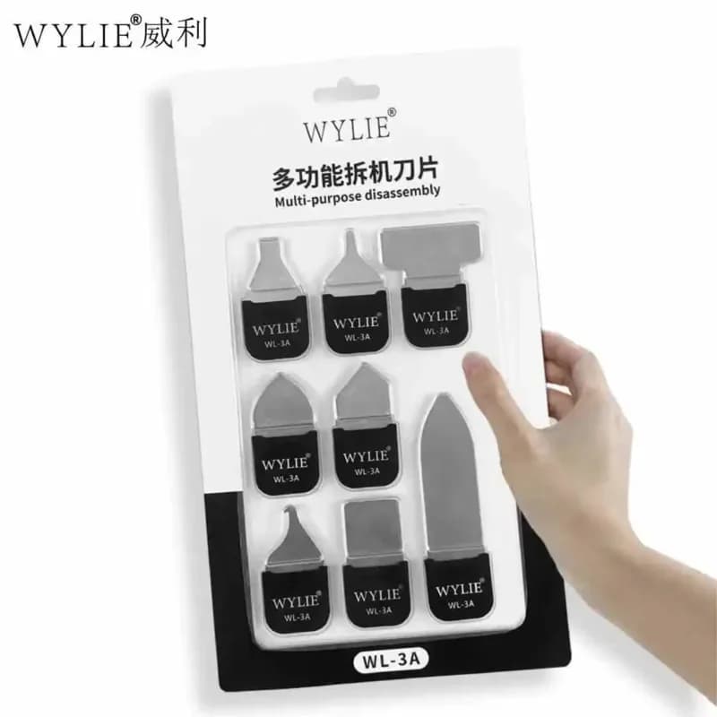Set di Smontaggio Wylie WL-3A 8-in-1 con Lame Affilate e Resistenti per Riparazione PCB BGA, Schermi Smartphone, Batterie e Vetri Posteriori