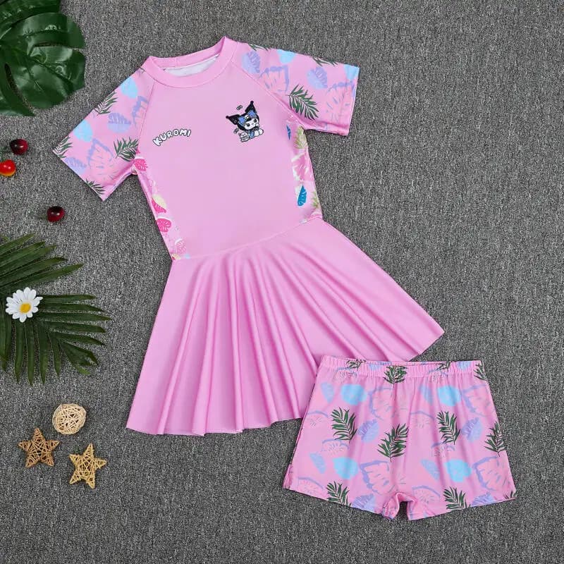 Costume da bagno per bambini 2026: Nuovo modello ad asciugatura rapida, protezione solare, anime, simpatico gattino, cartone animato, bikini da spiaggia estivo per bambina