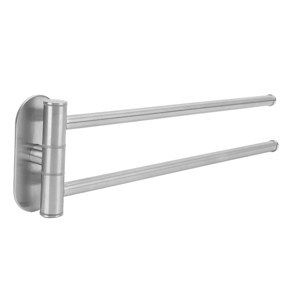 304 Stainless Steel Swivel Towel Bar Brushed Finish Wall Mounted Towel Holder Silver Rotatable Swivel Towel Rack Space Saving