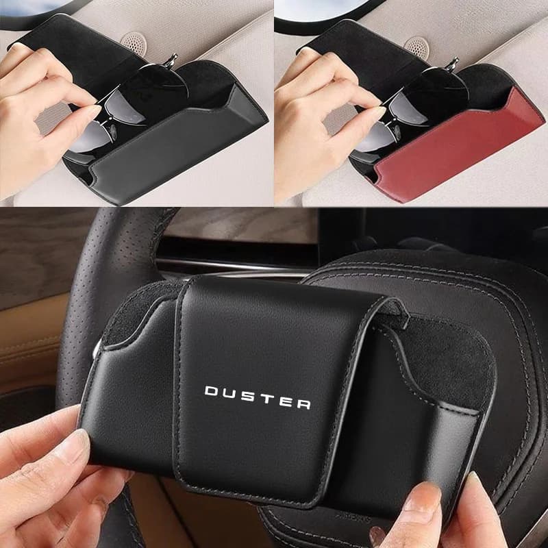 Car Sun Visor Leather Auto Sunglasses Clip Glasses Holder case Storage for Dacia Duster 2024 2025 2026 Auto assecories Interior