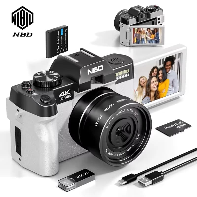 Fotocamera digitale per fotografia NBD Videocamera per video/vlog da 48 MP e 4K con WiFi 60FPS Fotocamera da viaggio con messa a fuoco automatica per principianti di fotografia