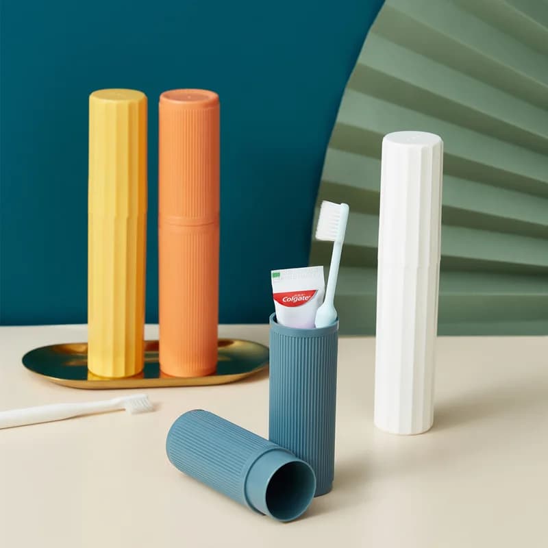 Tazza da viaggio semplice gessata Scatola portaoggetti portatile per spazzolino Porta spazzolino Set di tazze per collutorio Tazza per spazzolatura