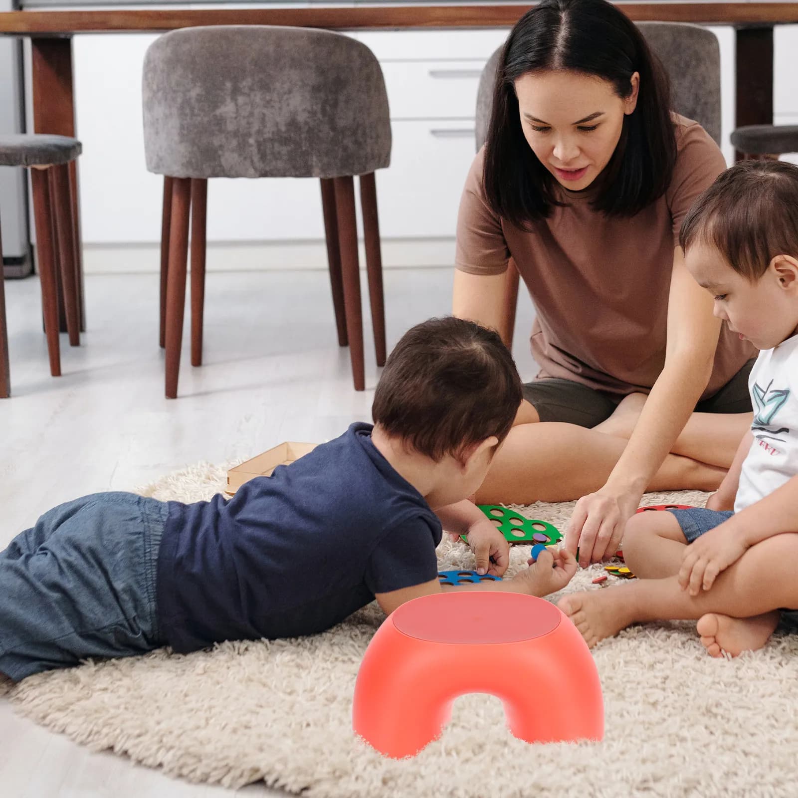 Sgabello Anulare Antiscivolo Premium, Elegante Mini Sgabello Basso per Bambini, Uso Domestico, Poggiapiedi per Cambio Scarpe, Soggiorno