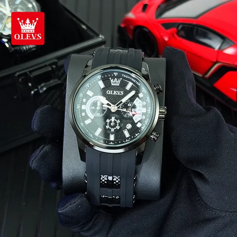 Orologi da uomo OLEVS 3690 originali, cronografo sportivo con data, impermeabile, al quarzo, luminoso, orologio da polso maschile di tendenza.