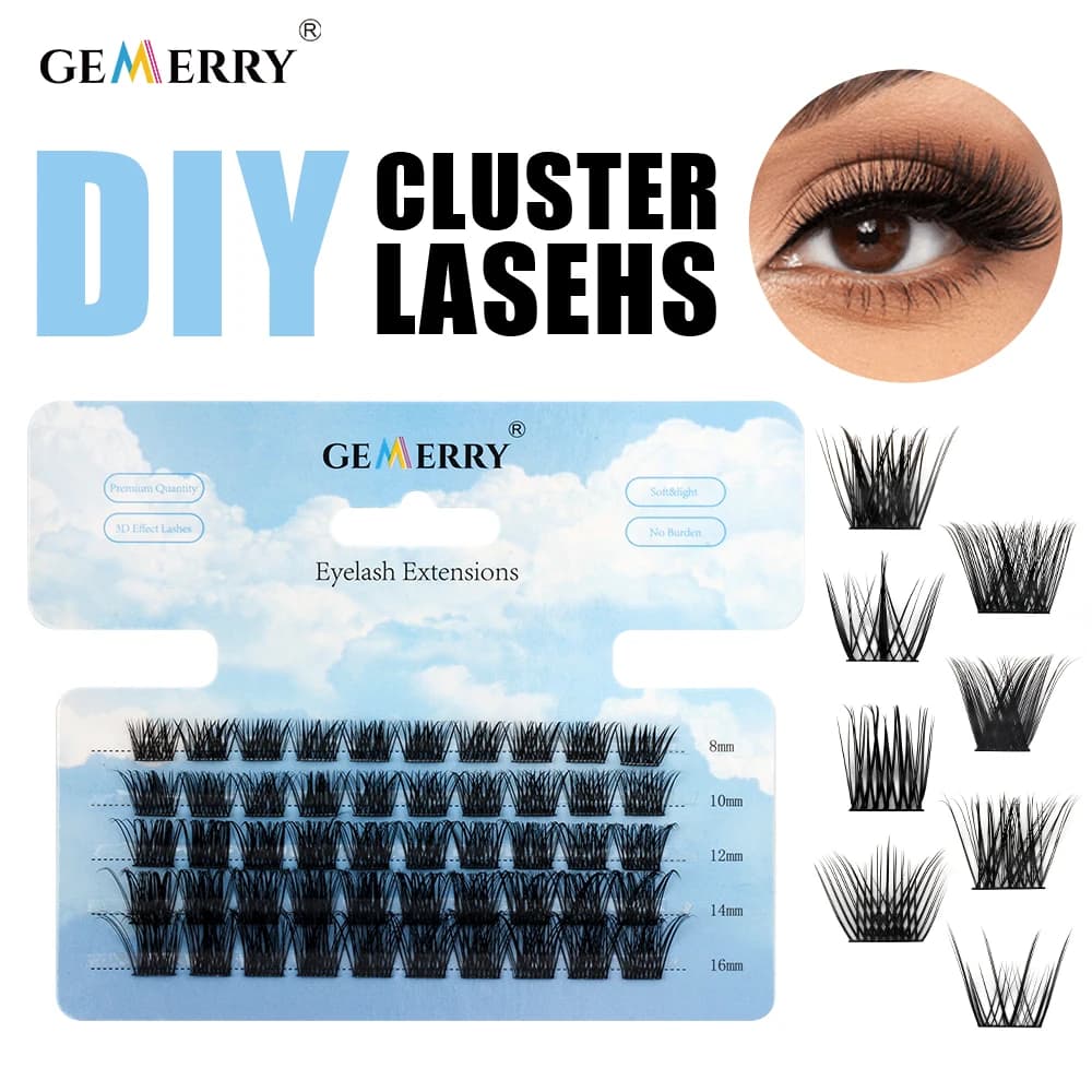 Gemerry fai da te cluster Extension ciglia 8-16 Mix ciglia individuali Volume Natural Segmented Eyelash Bundles forniture per il trucco