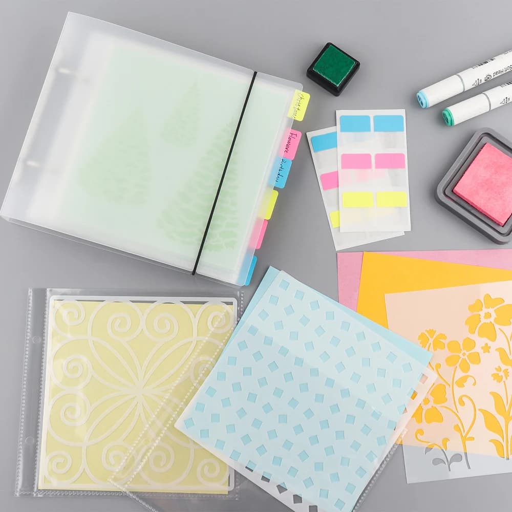 Stencil Storage Binder Folder tasche carte di supporto con etichette adesive per stampi timbri Storage Organizer borse porta foto