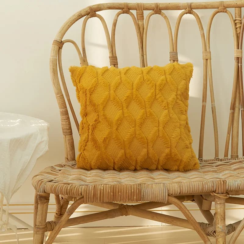 Fodera per cuscino in peluche giallo federa morbida Hogar divano per soggiorno Funda Cojines De 45x45 fodera per cuscino semplice per decorazioni per la casa