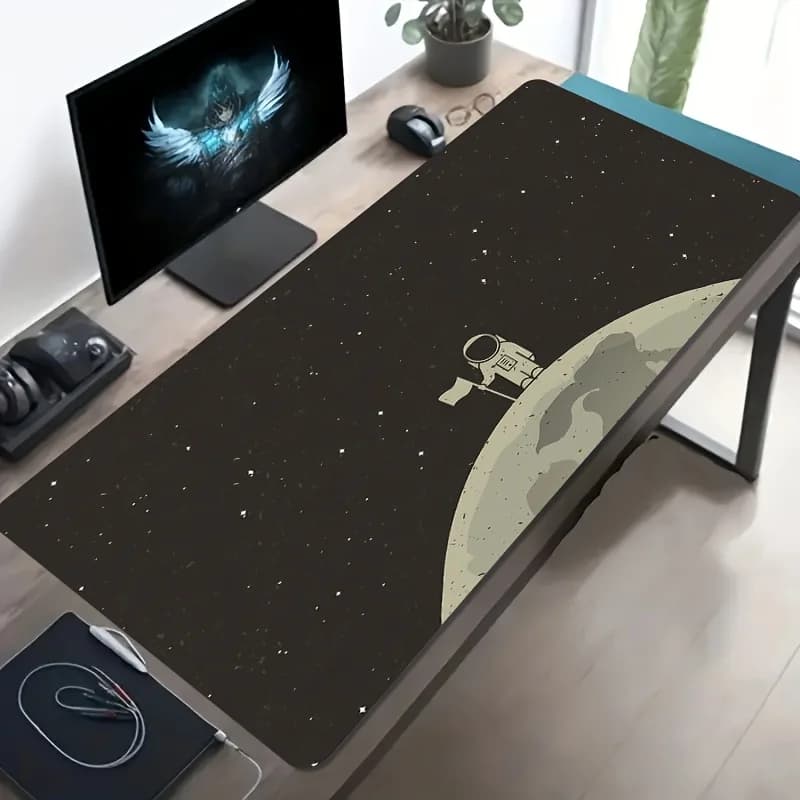Tappetino per Mouse da Gaming XXL Astronauta Luna Spazio, Tappetino da Scrivania Antiscivolo in Gomma per Ufficio e Computer