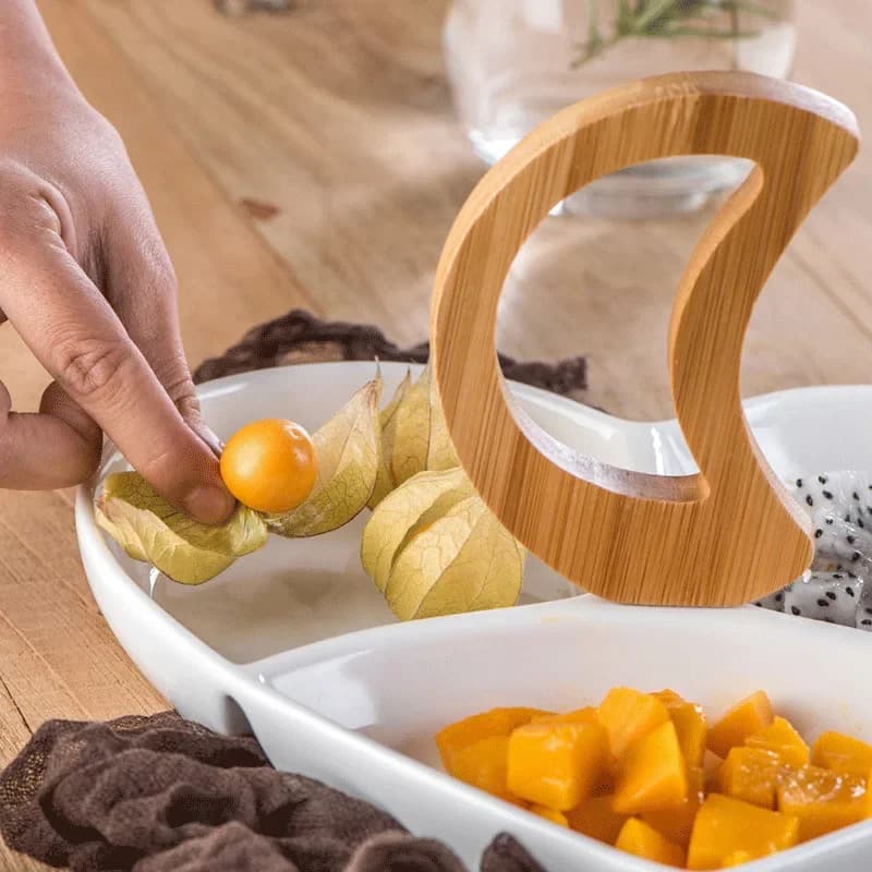 # Casa Soggiorno Piatto in ceramica multi-cella a forma di cuore Piatto di frutta secca Piatto in ceramica combinato per snack #