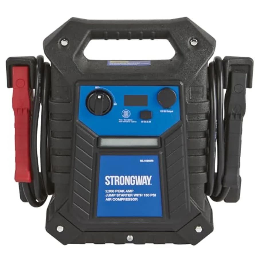 Avviatore di Emergenza e Power Bank 12V con Compressore d'Aria da 150 PSI e 2200 Ampere