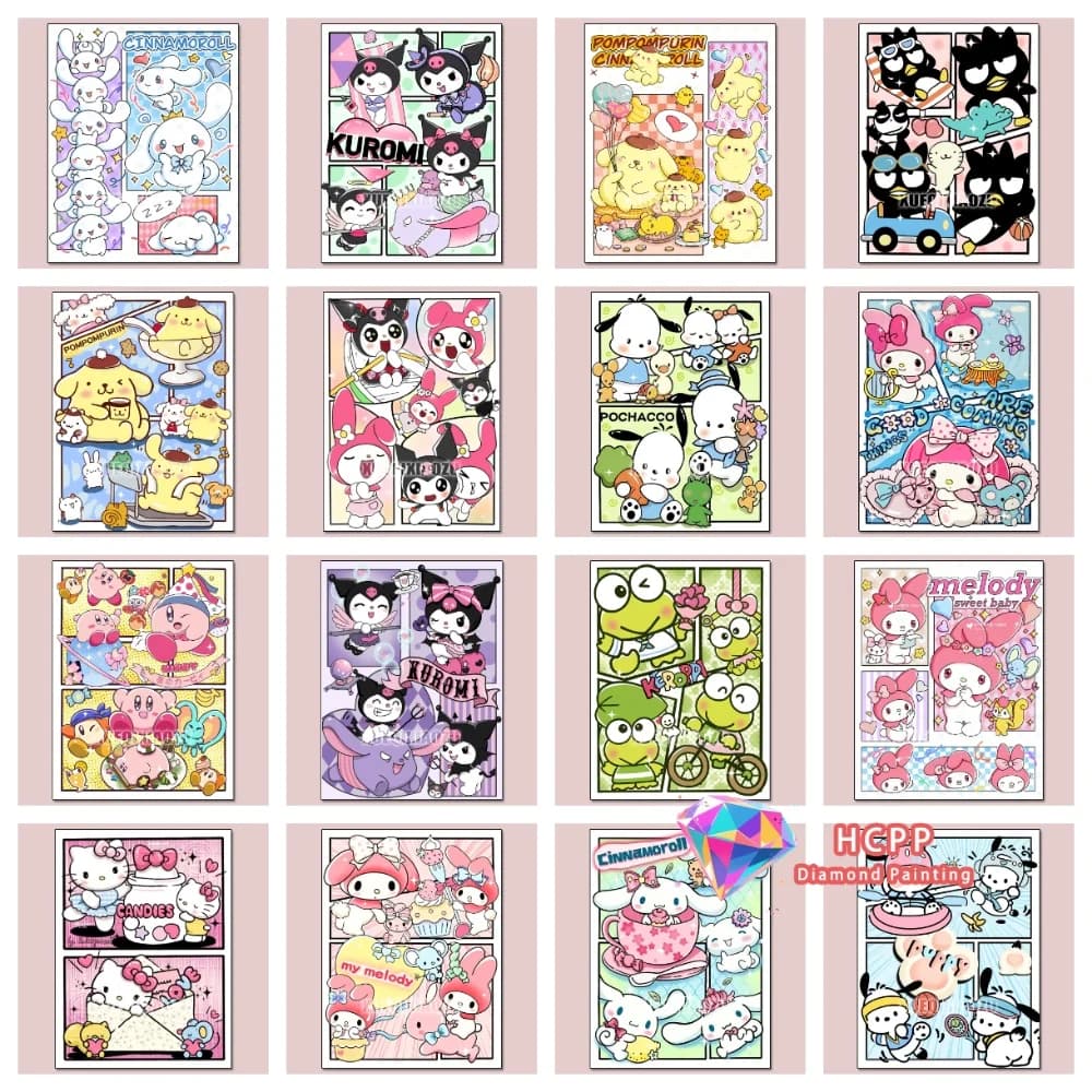 Kit Pittura Diamante Kuromi Hello Kitty, Diamanti Quadrati e Rotondi 5D, Ricamo a Croce Fai da Te, Arte Artigianale, Regalo Unico, Decorazione per la Casa