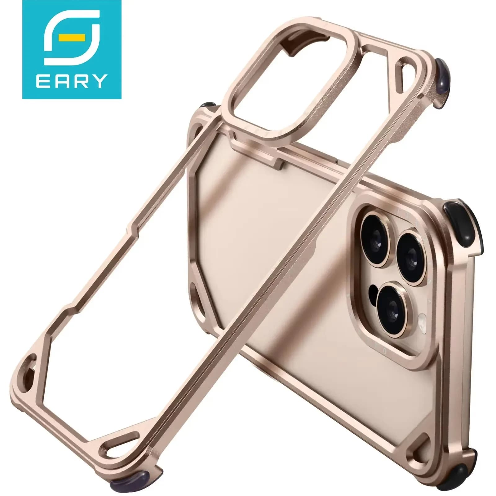Custodia per telefono in metallo minimalista Eary per iPhone 16 15 Pro Max Custodia protettiva antiurto ultrasottile in lega minimalista