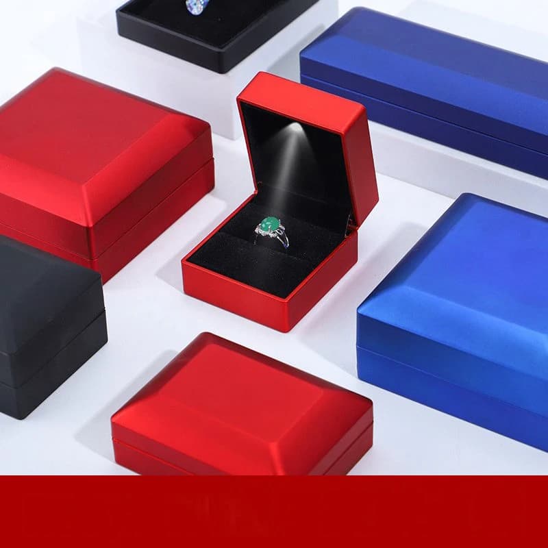 Scatola per Gioielli con Luce LED Integrata, Scatola per Anelli, Scatola per Orecchini e Collane, Confezione per Gioielli