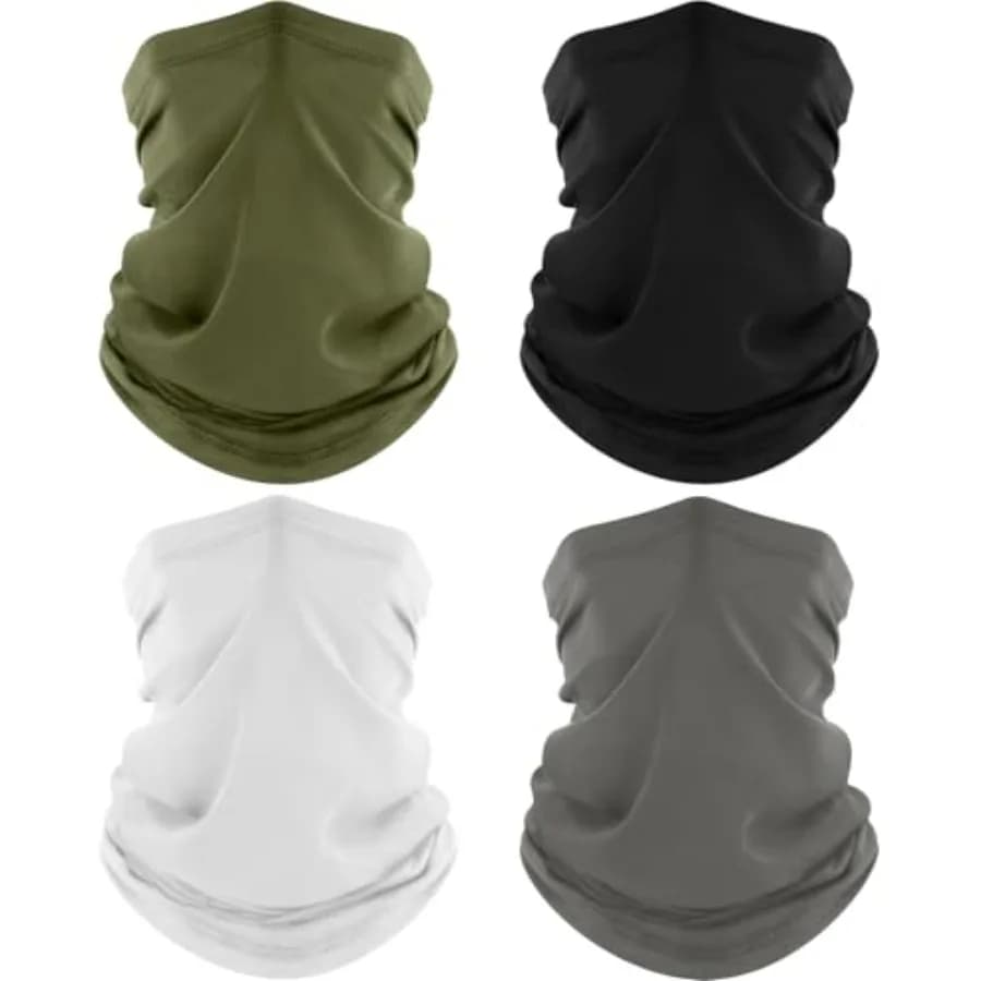 ROXUN Set di 4 Scaldacollo, Maschera Traspirante Rinfrescante con Protezione UV, Sciarpa Bandana per Escursionismo per Uomini/Donne