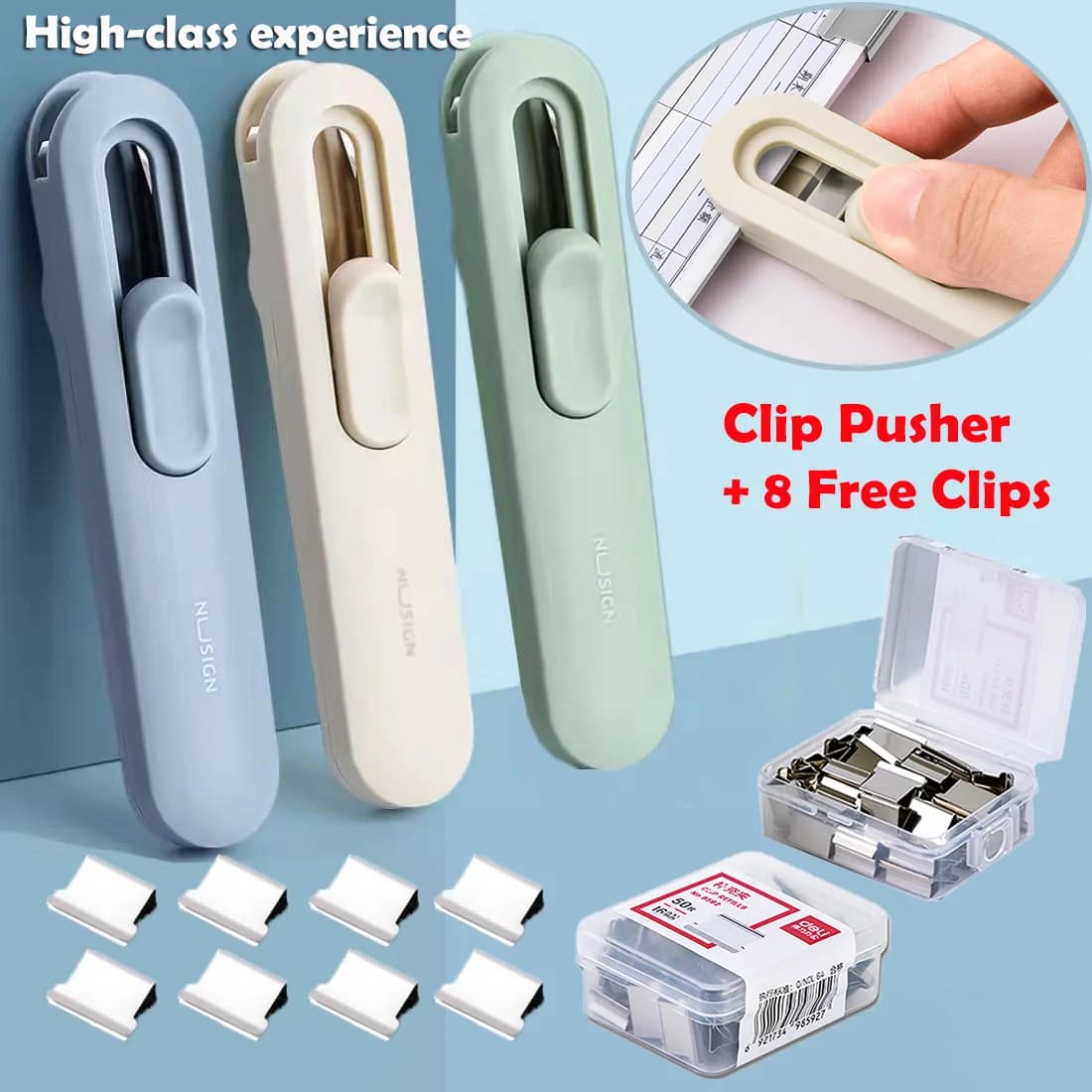 Spintore cucitrice avanzato contiene 40 fogli di carta 50 pezzi Clip Pusher non danneggia graffetta cucitrice Clip raccoglitore morsetti di carta nuovo