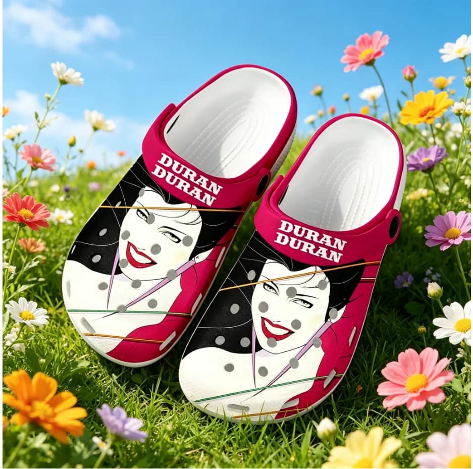 Ciabatte Versatili Personalizzate Duran Band, Zoccoli Unisex con Stampa Rock Classica e Suola Morbida