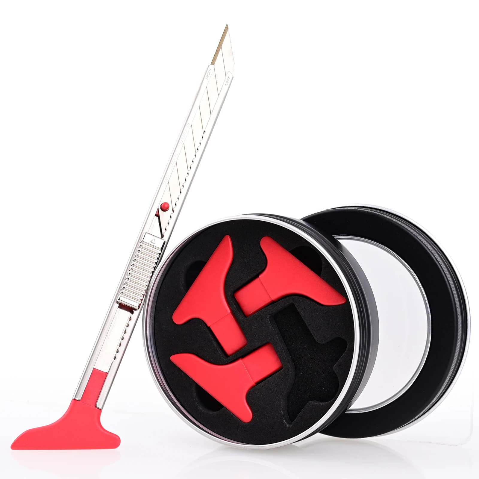 FOSHIO Spatola a Lama 2-in-1 per Applicazione Pellicole Auto, Strumento per Curvature e Fessure, Installazione di Pellicole in Vinile e Fibra di Carbonio, Raschietto per Rifiniture Dettagliate