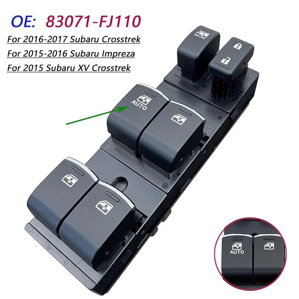 Interruttore di Controllo Finestrino Elettrico Anteriore Sinistro per Subaru Crosstrek Impreza XV 2015 2016, Pulsante Alzacristalli 83071-FJ110 83071FJ110