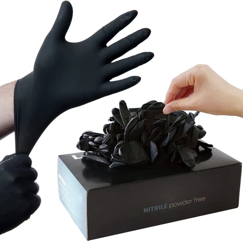 10/20/50/100PCS Black Nitrile Disposable Gloves, Latex Free Textured Gloves for Work Cleaning Mechanic Tattoo Hair Dye Beauty