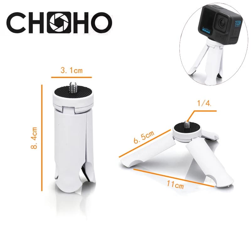 Mini treppiede luce supporto da tavolo piega triode supporto per telefono ABS Vlog selfie stick per cellulare Gopro 13 DJI Insta360 X5 accessori