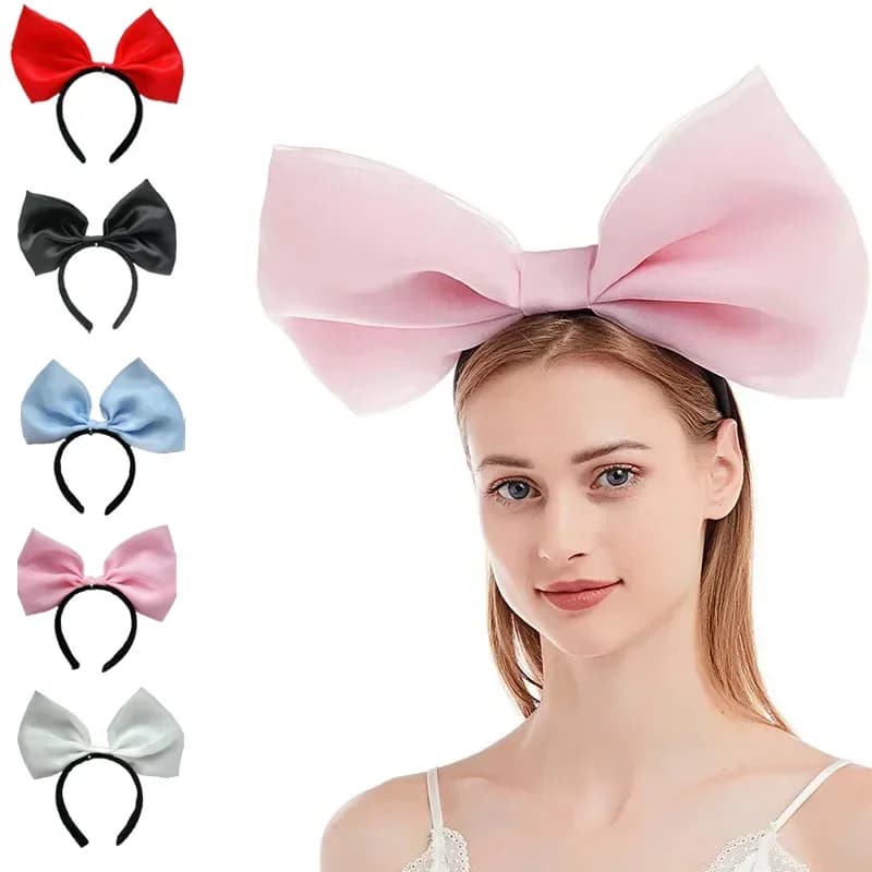 5 Colors New Oversized Three-dimensional Bow Fabric Headband Sweet Cute Hair Clip Girl Exaggerated Hair Accessory Headwear