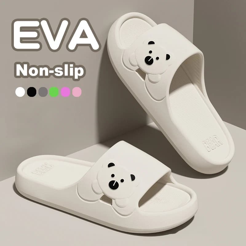 Fashionable women's slippers, with soft sole, shaped as a bear, for indoors and outdoors, in EVA, for bathroom, beach, summer, flip flops for men and women, for couple