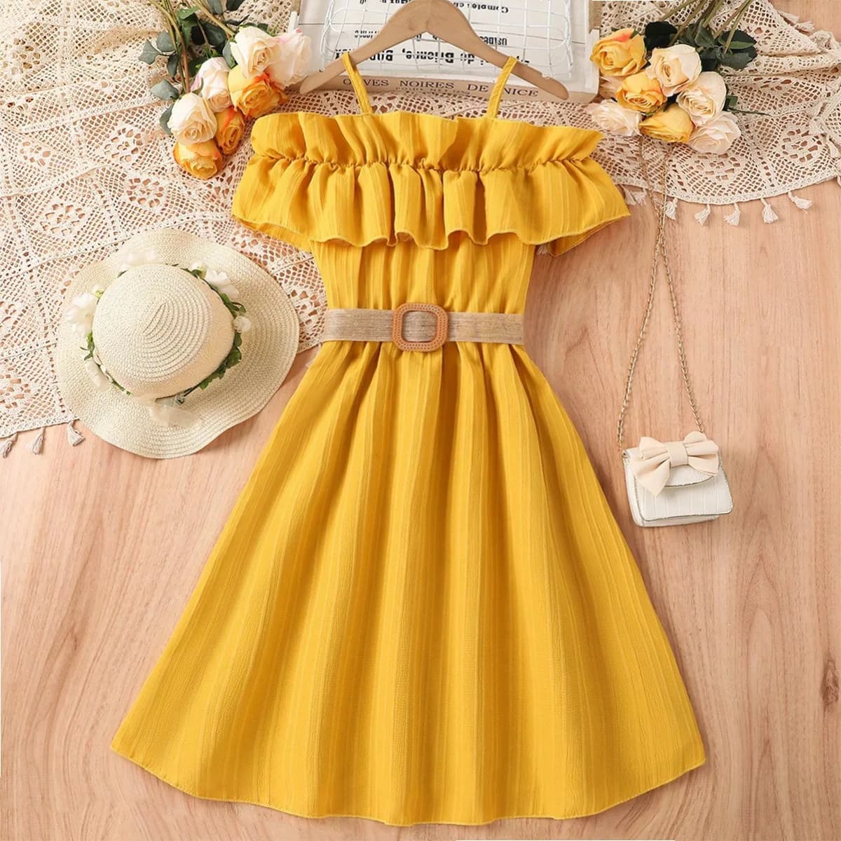 Abito estivo 2026 da bambina con bretelle in pizzo e rete, vestito a tubino da principessa con spalle scoperte per adolescenti, abiti a tubino per bambini 8 9 10 12 anni