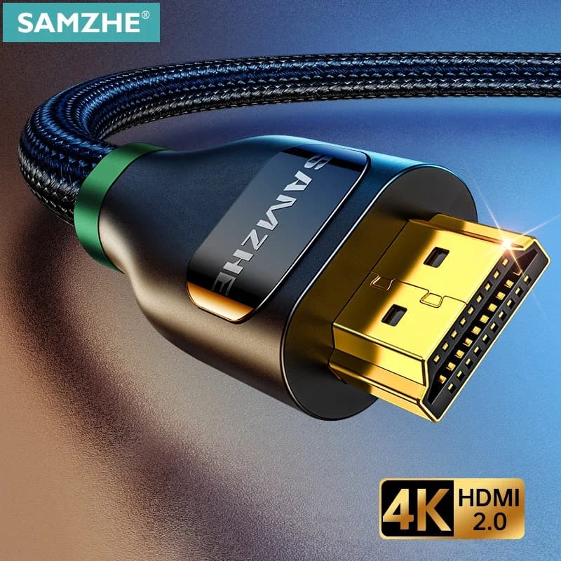 SAMZHE HDMI cable 4K 2.0 High speed braided cable plated gold-4K 3D cable 60Hz 1080P Compatible with HDMI for computer HDTV XBOX PS4