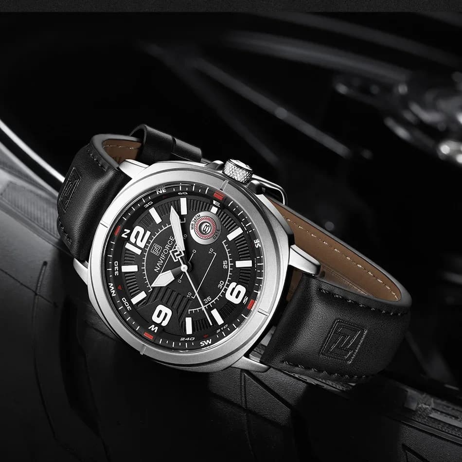 NAVIFORCE High Quality PU Band Calendar Male Wristwatch Brand Men Quartz Watch Auto Date Display Waterproof Clocks Reloj Hombre