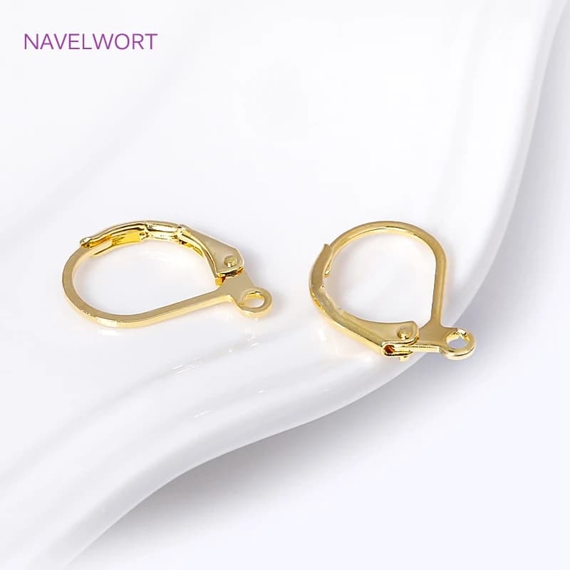 Fashionable French Earrings with Rear Lever, 18K gold plated earrings hooks with closed ring for accessories for creating DIY earrings