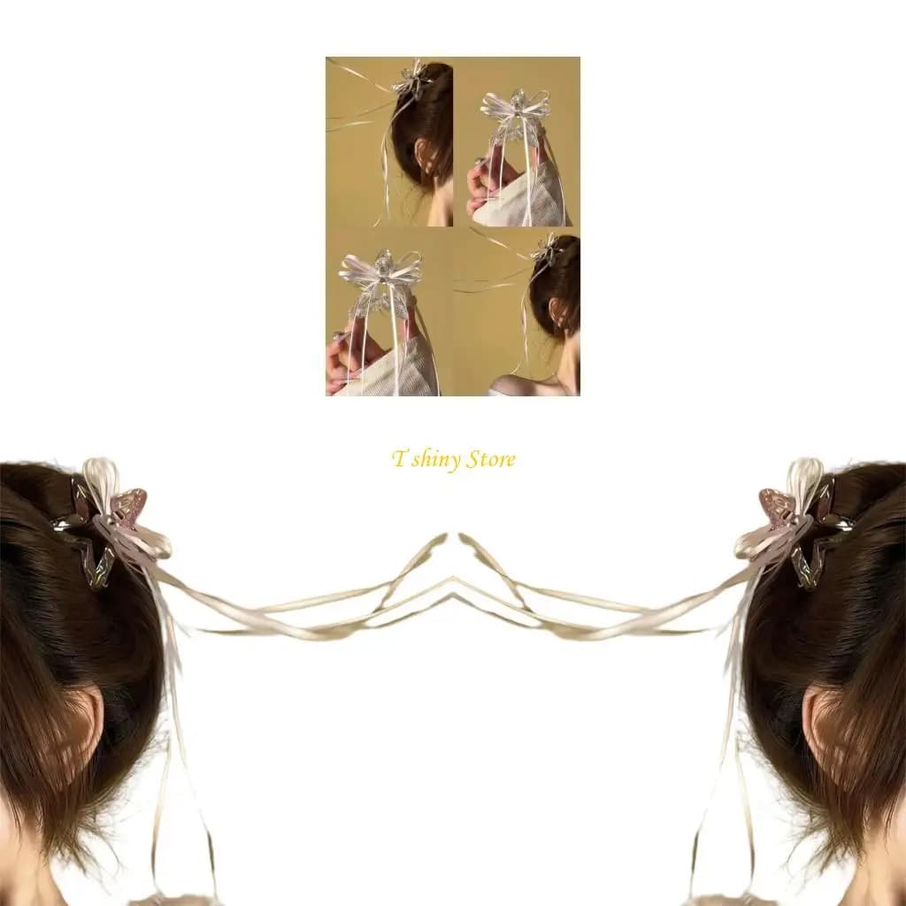 N58F Creative Star Shaped Acrylic Hair Clip Everyday Use Ribbons Hair Accessory For Casual Outings Or Party Prom Gatherings