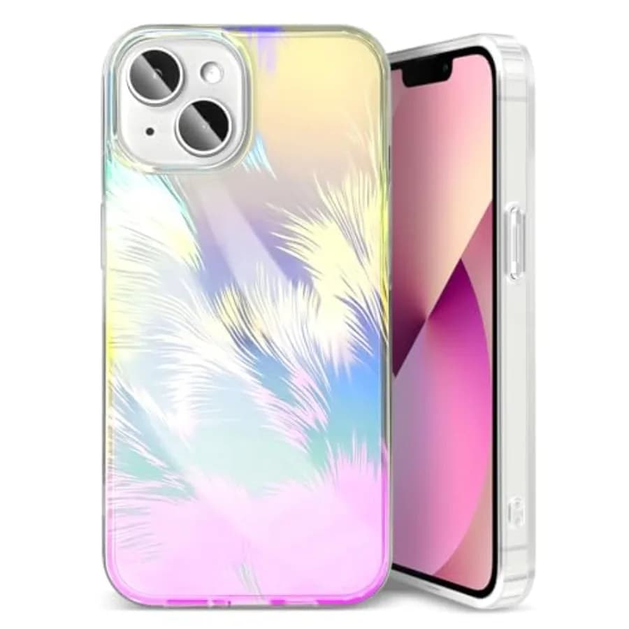 Phone Case Compatible with iPhone 13 iPhone 14, Aesthetic Case Clear Cute Cover for Girls Women with Design
