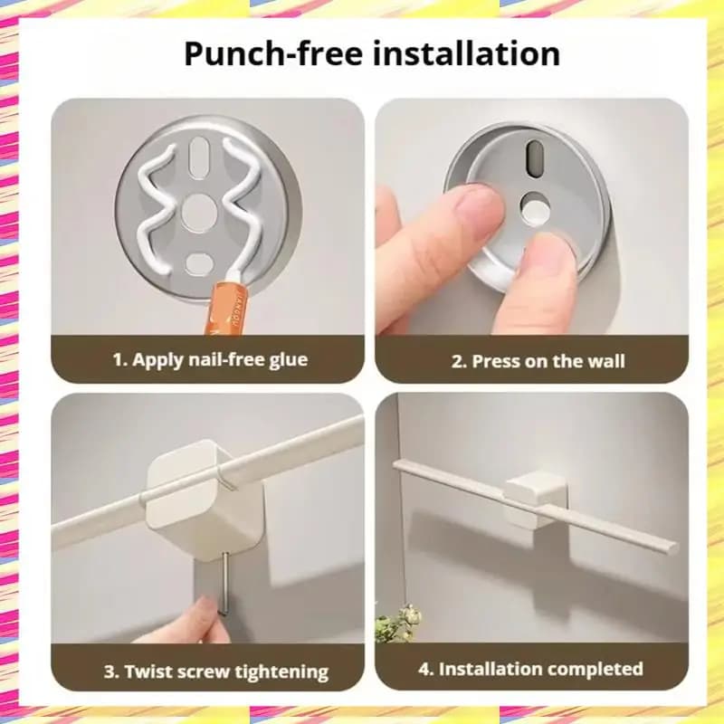 ABJJ Portasciugamani da bagno bianco crema, portasciugamani da parete, portaoggetti senza trapano, gadget per l'organizzazione della casa
