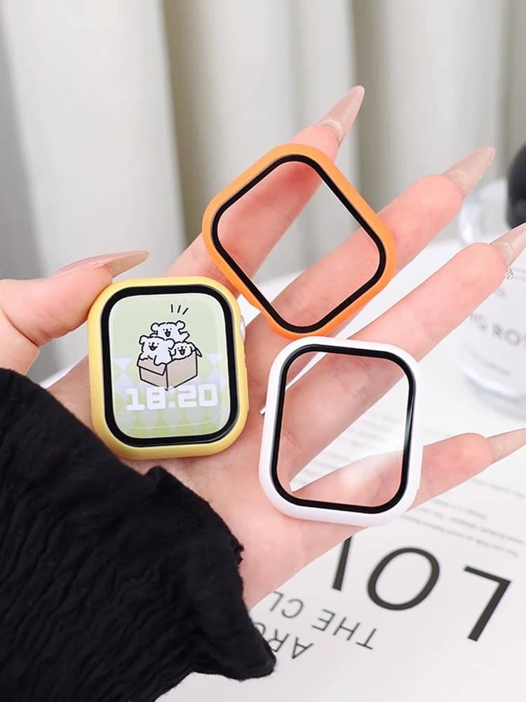 Protezione schermo per custodia Apple watch 45mm 41mm 44mm 40mm 42mm vetro temperato + cover paraurti PC Apple Watch serie 9 4 5 6 SE 7 8