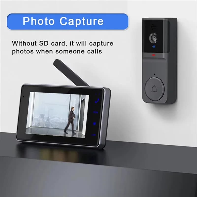 Campanello video SQPP con schermo IPS da 4,3 pollici Audio bidirezionale Telecamera per campanello con registrazione citofono visivo da 2,4 Ghz con antenna