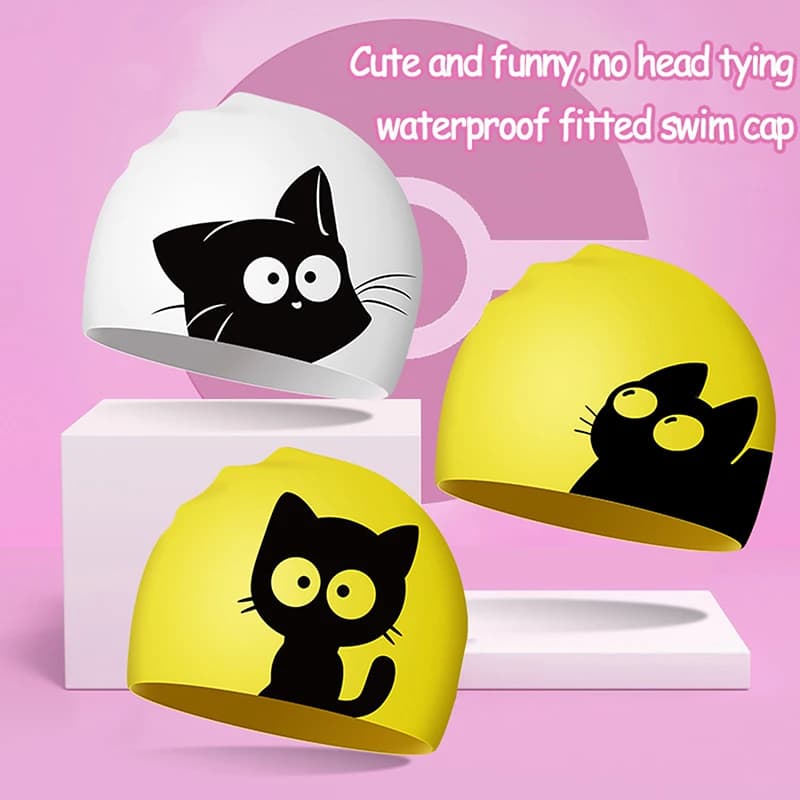 Cuffe for Cats Nice Long Ear Hearing Aid Protect Children's Pool Elastic Silicone Pool Head Waterproof for Kids Bathtub Hat