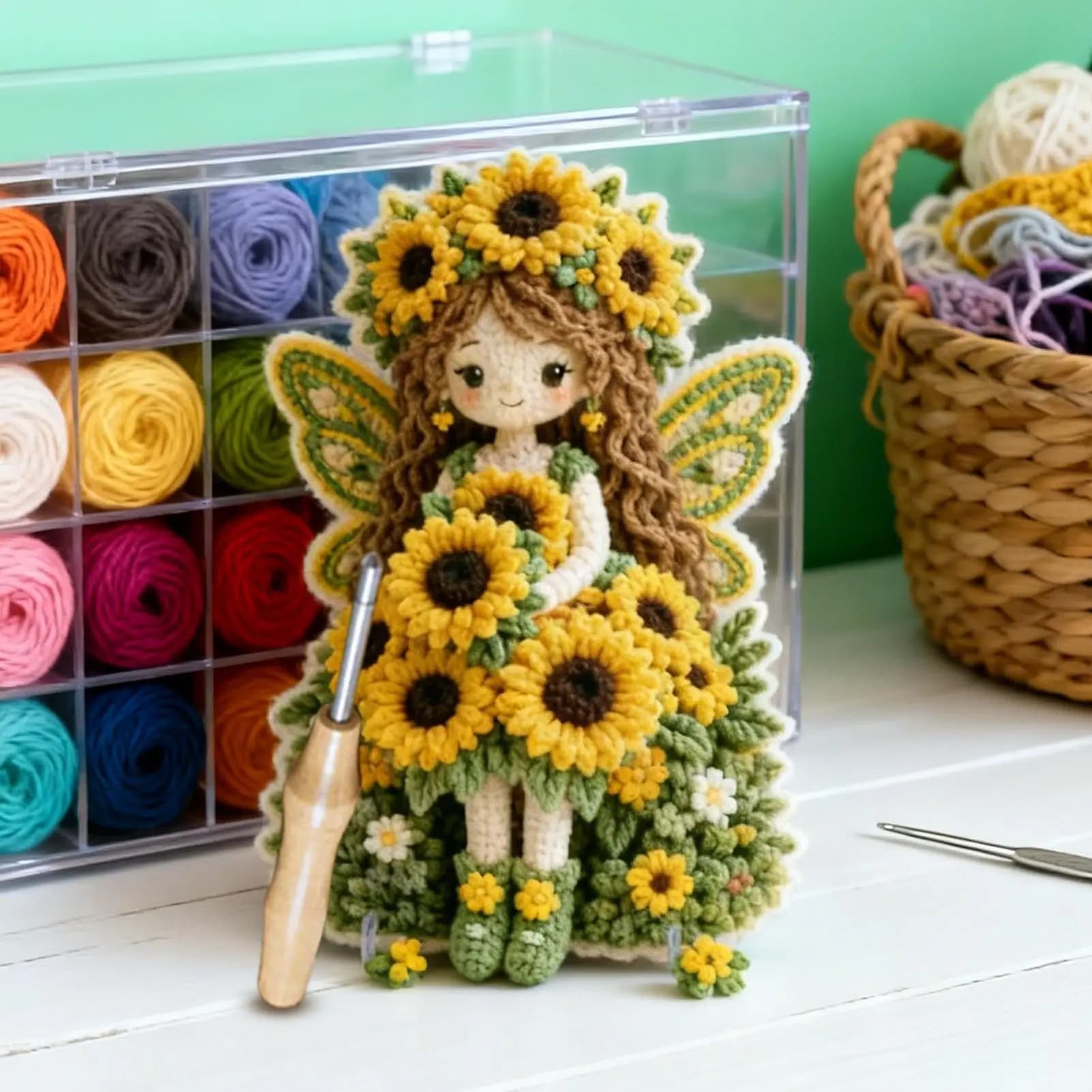 Flower Fairy Fabric Poking Art Kit DIY Handmade 3D Decoration Flower Fairy Doll Punch Needle Kit For Adult Beginner HomeDesk