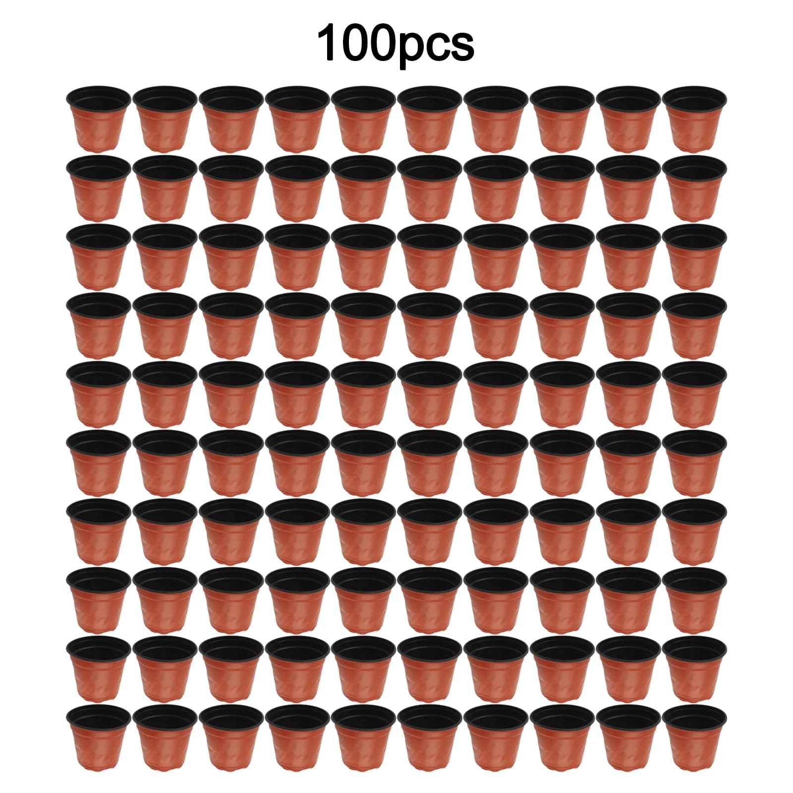 100 Pezzi Vasi da Fiori Bicolore in Plastica, Vaso Rosso e Nero, Fioriera in Plastica per Piante da Giardino e Vivaio