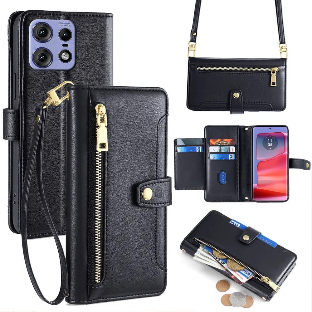 Crossbody Zipper Flip Case for OPPO Find X9 Pro X8S Plus X8 X7 Ultra X6 X5 Lite Multi 5 Cards Leather Lanyard Wallet Book Cover