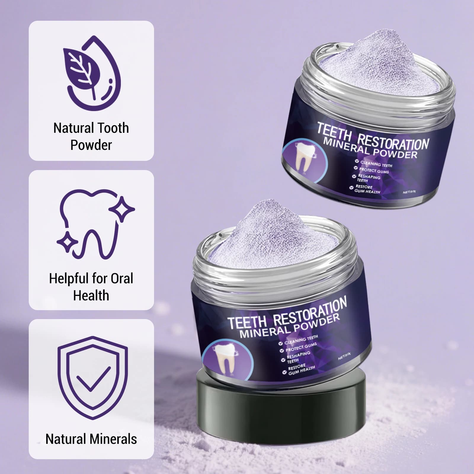 Whitening powder For sensitive teeth 50g - Hydroxyzapatite formula removes stains and repairs the exmalt. Treatment for the care of the gums to the taste of mint.