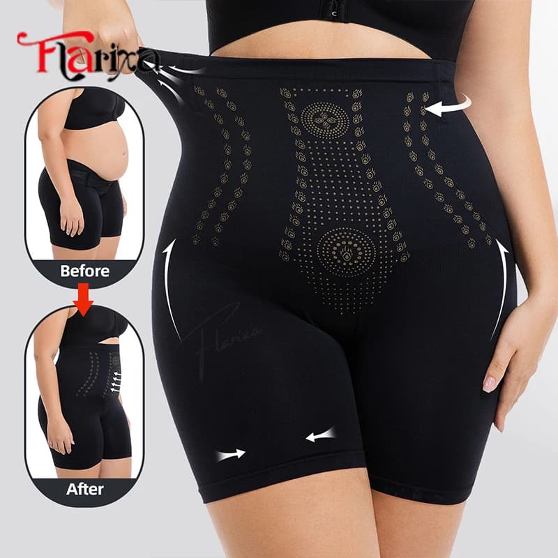 Flarixa Plus Size Shapewear Women Tummy Control Panties Seamless High Waist Butt Lifter Shorts Thighs Slimmer Body Shaper Pants