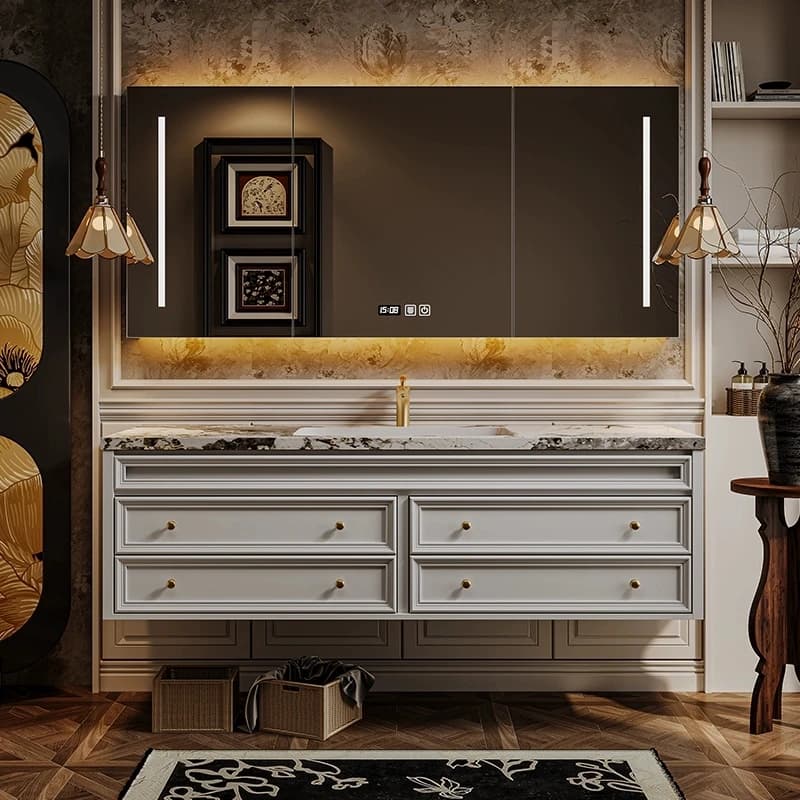 Rubinetto di lusso Armadietto da bagno Appeso portaoggetti Cassetti stretti Armadietto da bagno Cassetti Legno Meuble Salle De Bain Mobili per la casa