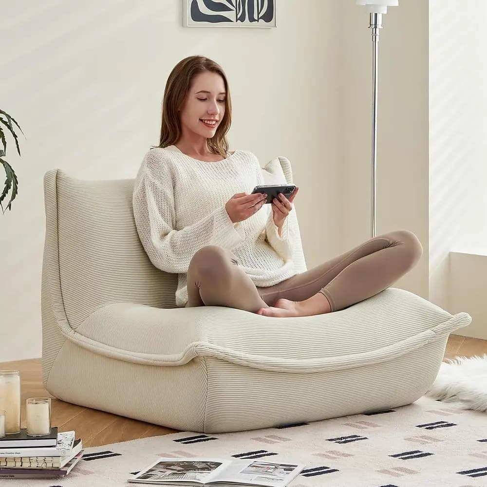 Poltrona Ergonomica in Memory Foam per Adulti e Bambini - Ideale per Casa, Soggiorno, Camera da Letto e Gaming (Beige)