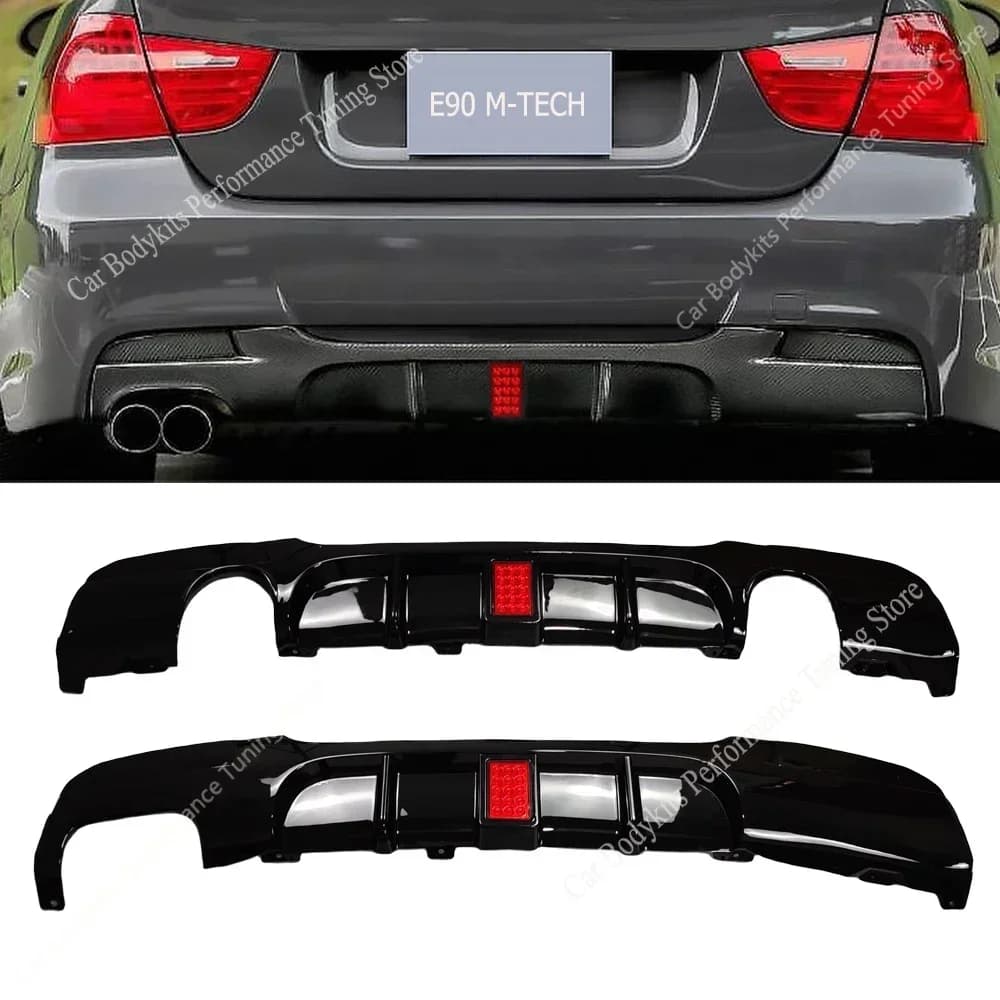 Rear diffuser style performance for Bmw E90 E91 Rear bumper Lip Splitter with lamp 3 Ser 320i 320d 325d 330d 335i 05-12 Tuning