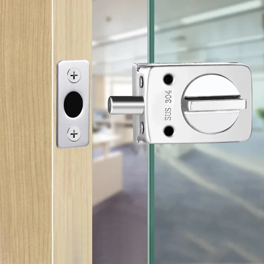 Serratura per porta in vetro Serrature a catena per porta scorrevole Chiusura in acciaio inossidabile Serratura a terra senza punzonatura per armadietto per finestre Hardware per la casa dell'hotel
